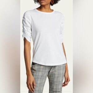 Veronica Beard Waldorf ruched-sleeve t-shirt.